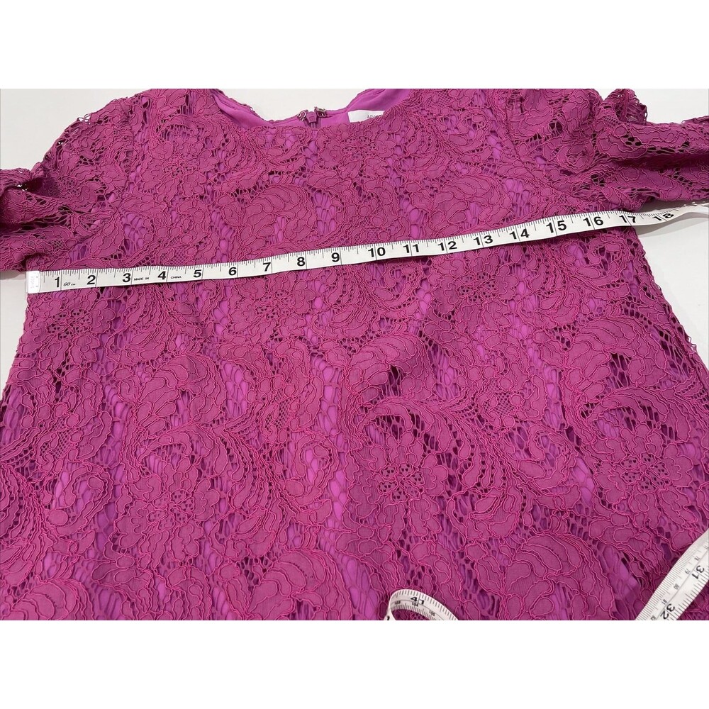 Adam Lippes Lace Lined Mini Dress Long Sleeve Zip Back Size 2 - Picture 3 of 12